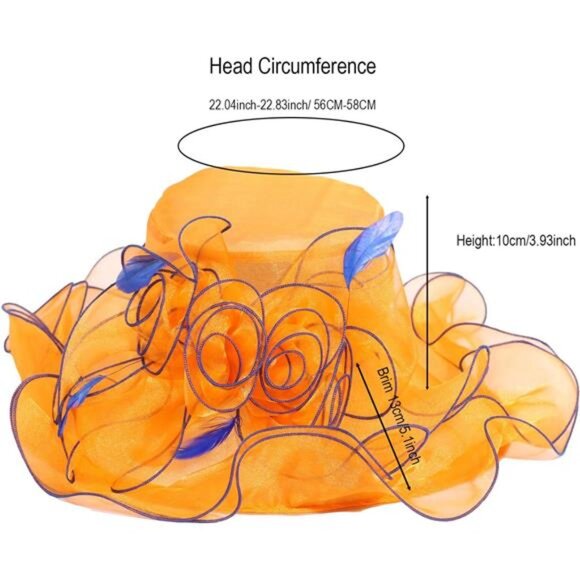 Women Sun Hat Church Wide Brim Yellow - Picture 3 of 7